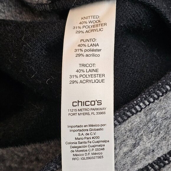 Chicos Cardigan Womens 0 Black White Wool Blend Jacket Single Button Closure - Picture 4 of 12